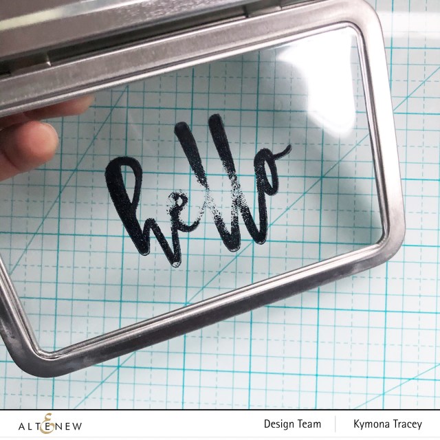 Altenew Hello and Hugs stamp set: stamp on plastic