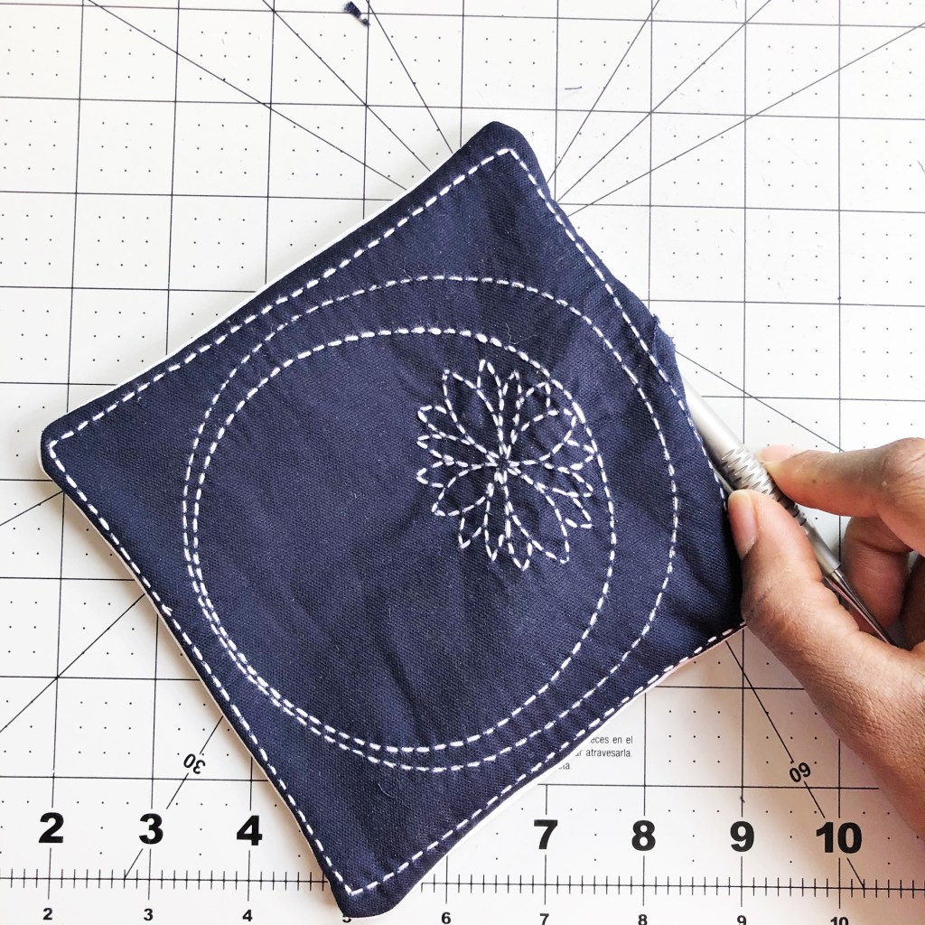 How to Create a Set of Sashiko Mug Rugs with Aurifil 12wt Thread ...
