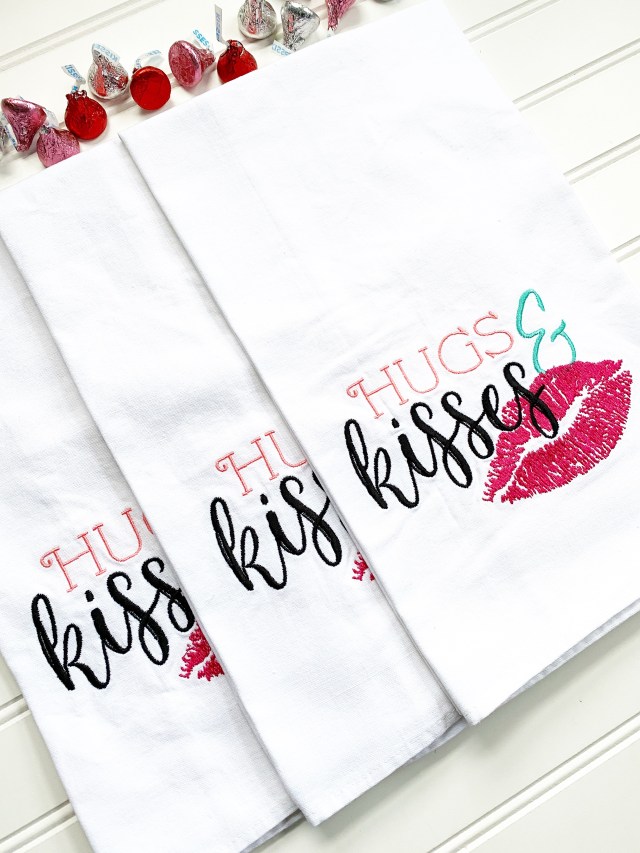 Hugs and Kisses Embroidered: Finished Product