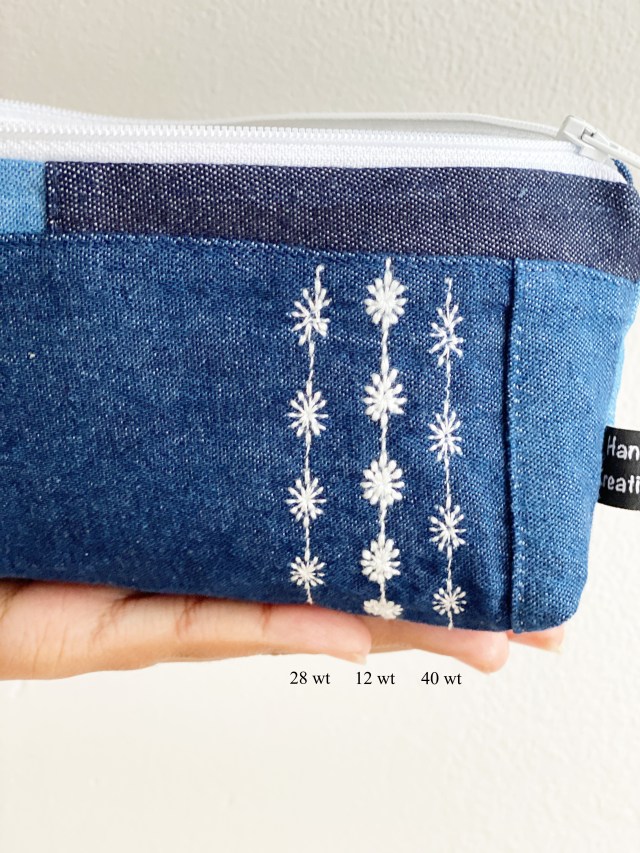 Decorate Pouch with Different Thread Weights: Finished Product